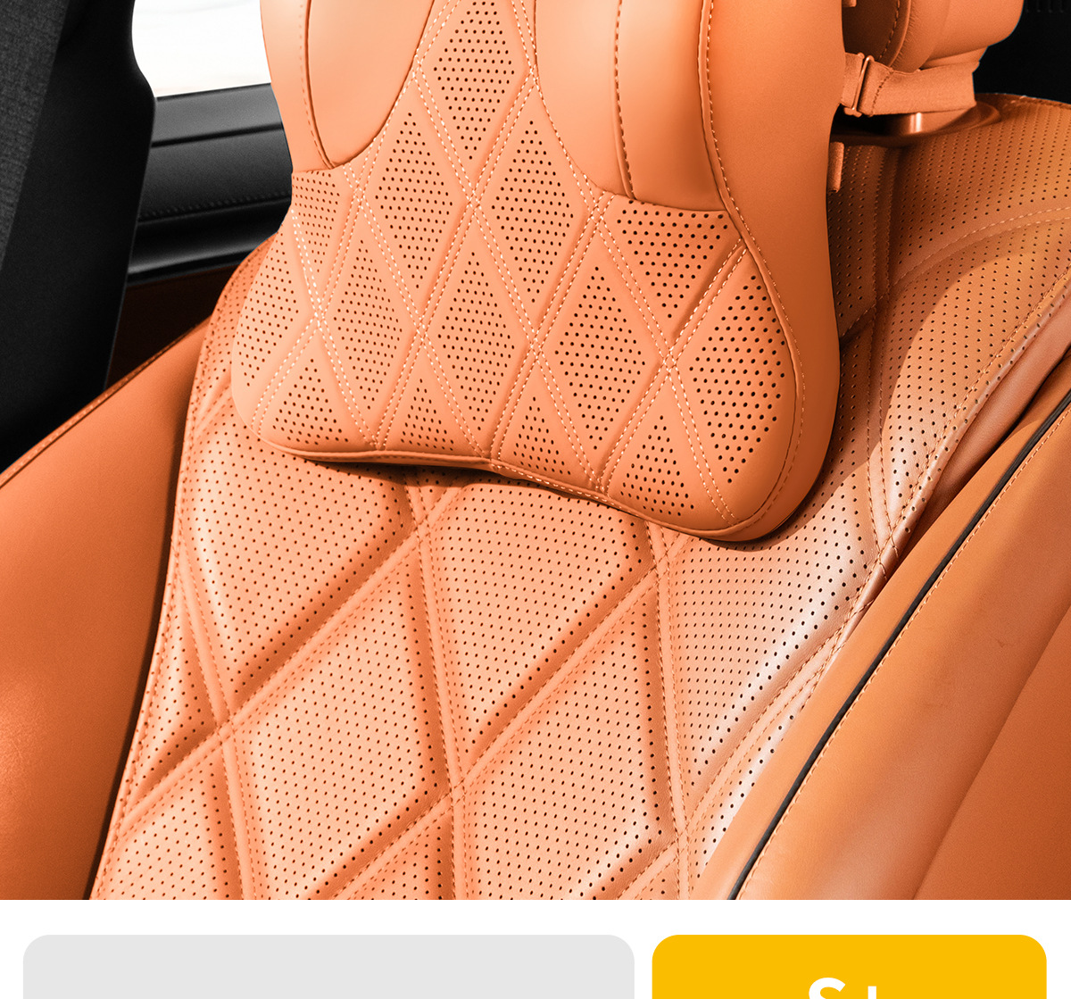 Cross-border best-selling, high-end Nappa leather headrest, neck pillow, and lumbar support set, featuring breathable perforated design for car use