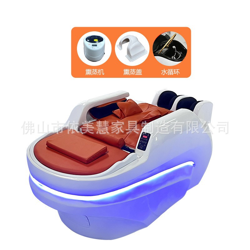 Nuevo tipo de masaje eléctrico inteligente totalmente automático lavabo de cabello de alta calidad barbería salón de cabello cama de tratamiento de cabello especial de circulación de agua image 12