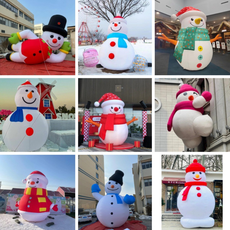 户外雪地充气雪人圣诞老人卡通气模商场景区节日氛围活动美陈道具
