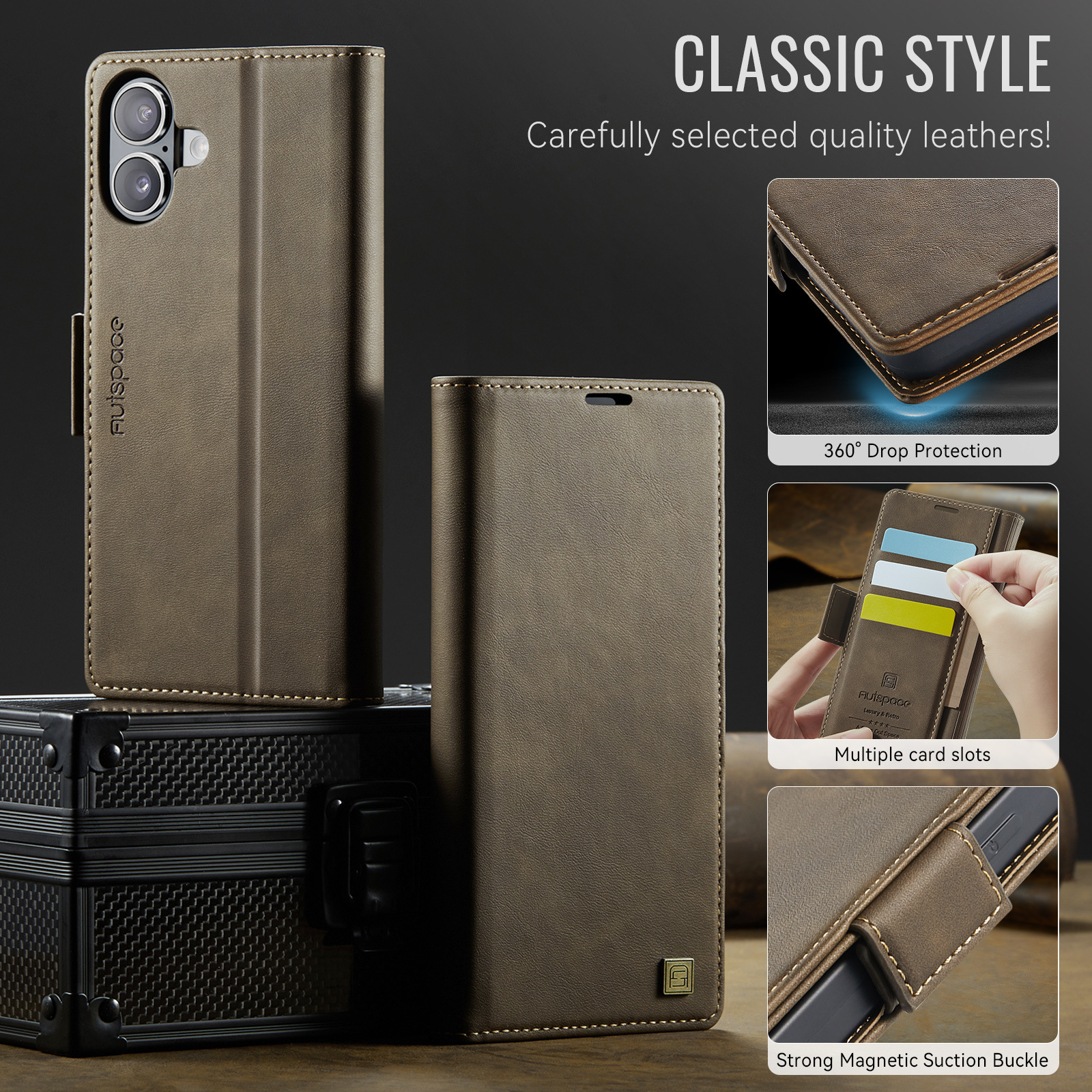 适用iphone15promax手机壳苹果16E翻盖插卡皮套12pro防摔11防盗刷