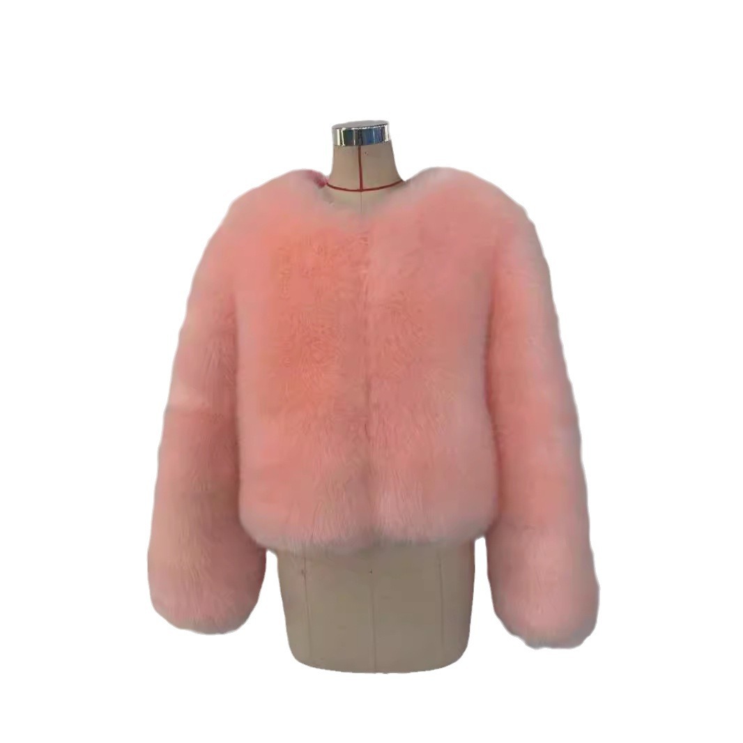 Damenbekleidung Pelzmantel Damenmode lässig farblich passender warmer Mantel_voghion.com