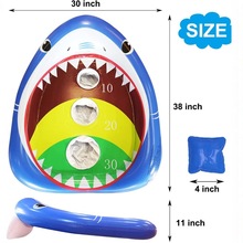 厂家定制 新款充气鲨鱼投掷游戏儿童PVC户外家庭运动戏水小浮排