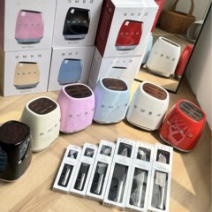 SMEGクリーム色スマーグネット赤刃物ホルダー復古ステンレスセットキッチン調理器具7点セット