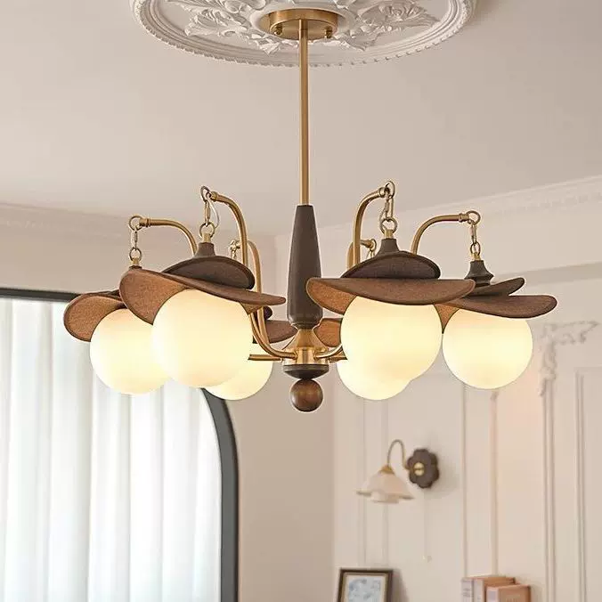 魔豆吊灯客厅主灯中古风法式复古大厅餐厅卧室灯实木灯具宋式美学