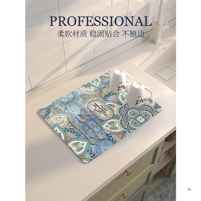 ✅ American-Style Kitchen Countertop Draining Mat, Diatomaceous Earth Absorbent Mat, No-Wash Quick-Dry Sink Mat, Coffee Bar Mat