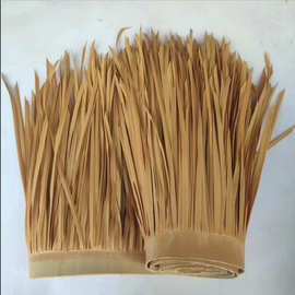 工厂加工仿真茅草瓦热熔软带塑料假毛草防虫防火定制颜色款式户外