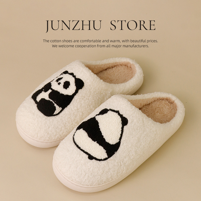 Chinese Style Panda Home Cotton Slippers Autumn and Winter Eva Non-Slip Sole Warm Couple Plush Female Couple Baotou
