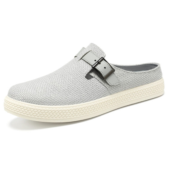 Men's Outdoor Closed-Toe Slippers, Single Mesh, Summer Large Size, Hollow Breathable Mesh Shoes, Men's Solid-Soled Sports Casual Shoes