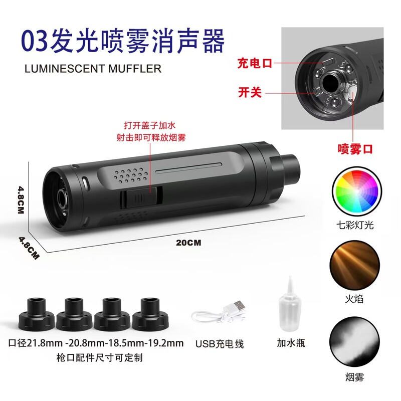 [Si Oppressor Fire Cap/Silencer Collection] Non-Functional Decorative Silencer/Fire-Breathing Pig Luminous Silencer 14mm Reverse Teeth
