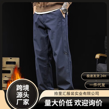 2025秋季新款直筒休闲裤男士宽松加绒运动裤户外三防阔腿运动裤子