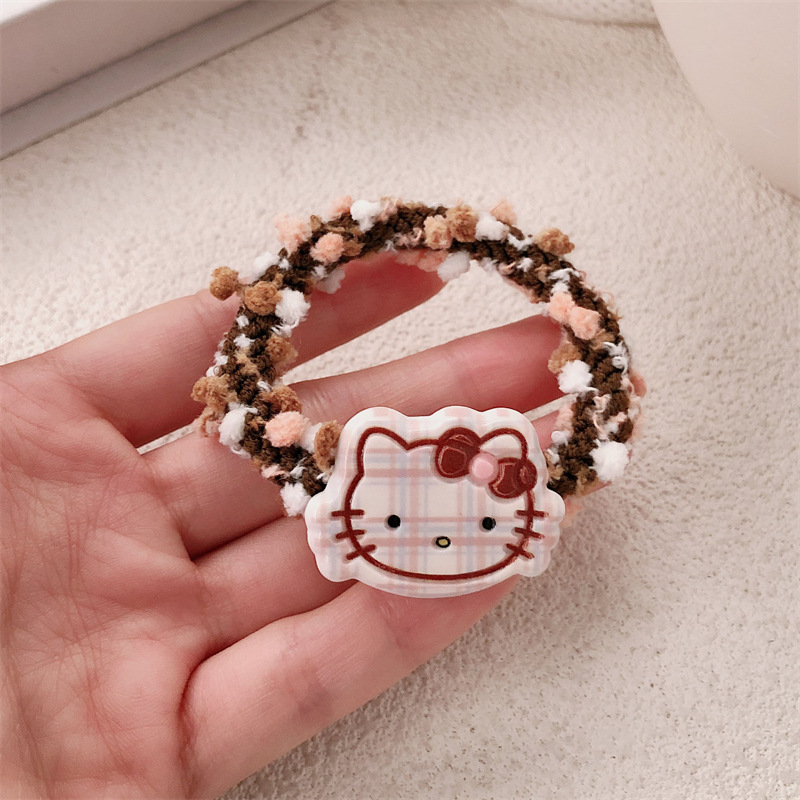 Dibujos animados japoneses linda lazo para el cabello de gato niña dulce cuerda de cabeza de gatito salvaje cabeza de bola banda de goma cuerda para el cabello accesorios para el cabello