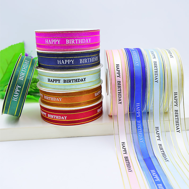 Fabricante en stock satin hilo Phnom Penh Happ cinta de color caja de pastel de cumpleaños decoración cinta de nieve cinta de hilo de flores