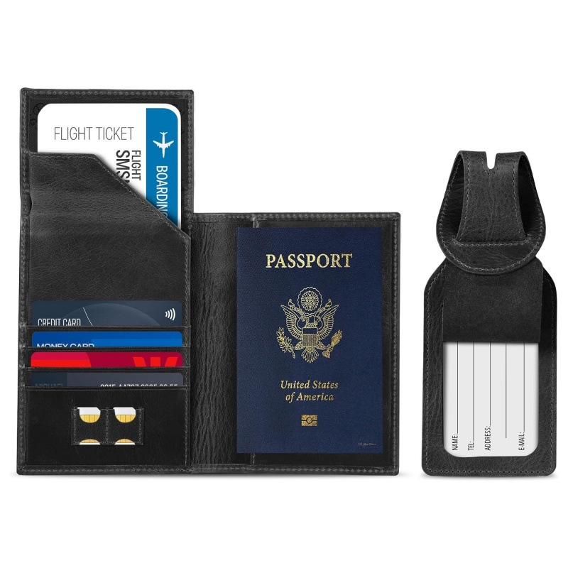 Pasaport cüzdanı RFID korumalı bagaj etiketi seti
