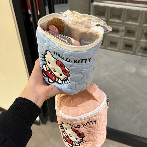 새로운 가을과 겨울 마카롱 Kt 고양이 귀여운 사랑 버킷 핸드백 휴대용 화장품 가방 저장 가방 모든 경기 여성
