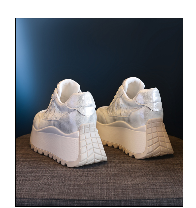 Giày sneaker nữ chunky đế dày lưới thoáng khí tăng chiều cao phong cách cổ điển — màu be chi tiết 20
