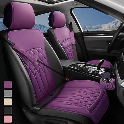 cover leather universal no side, Seat cushion, seat cover - purple-full-set-front-double-seat-2-safety-belt-cover-1-storage-bag