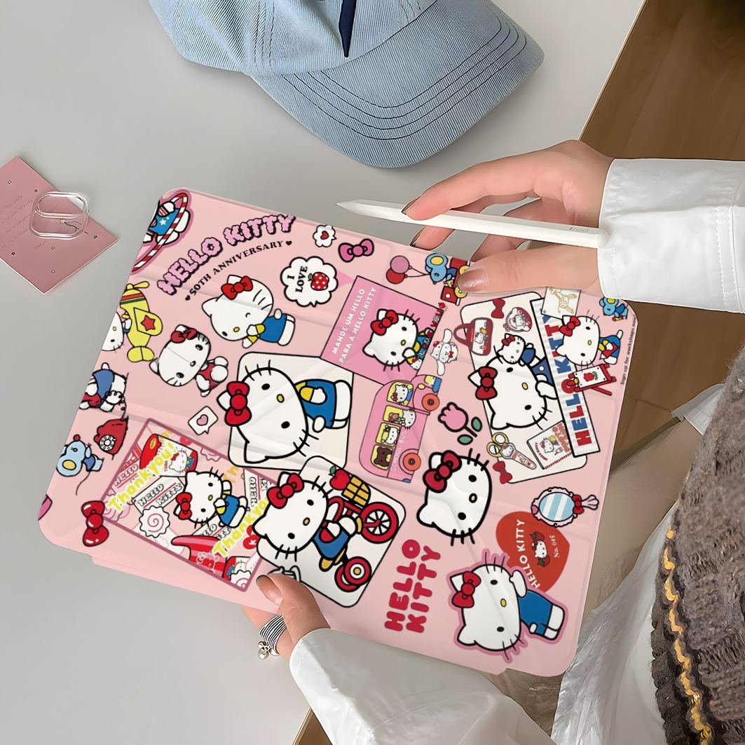 Kt Cat Airplane Ipadpro 11inch Air6/5 Protective Case Y Fold 10/9/8 Generation Mini7 Tablet A16 Protective Case