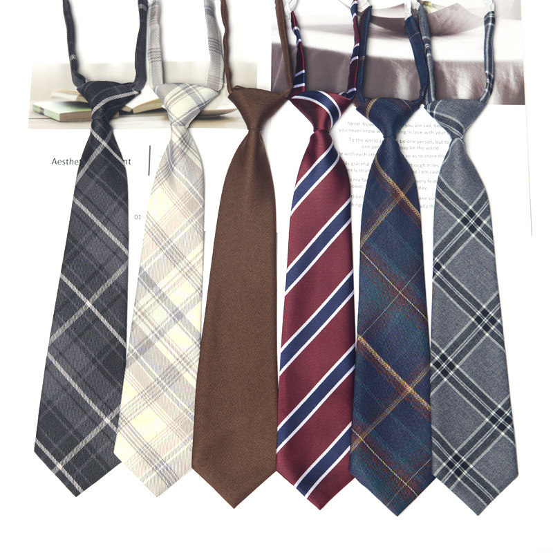 Jk Tie Knot-Free College Style Women's Uniform Shirt Korean Version Unisex Zipper Hand-Tied Dk Tie Fashion Japanese Trend
