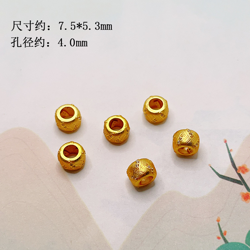 s925 silver gold-plated bow with diamond-studded flower ball, spacer beads, barrel beads, bracelet, necklace, DIY semi-finished accessories wholesale