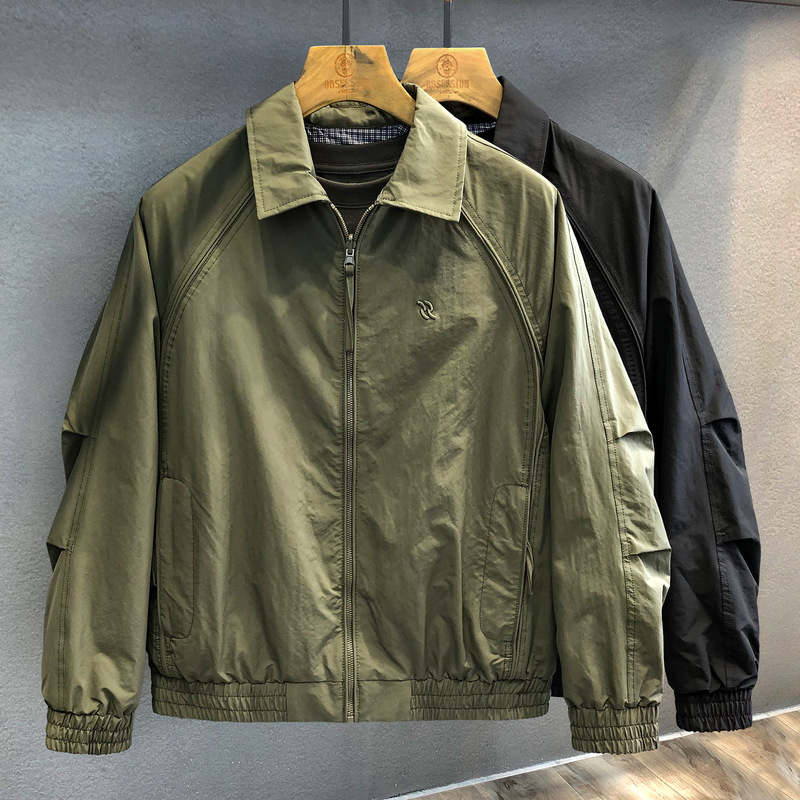 Outdoor Reversible Windproof Design Handsome Harrington Work Jacket Men's New Autumn American Coach Jacket