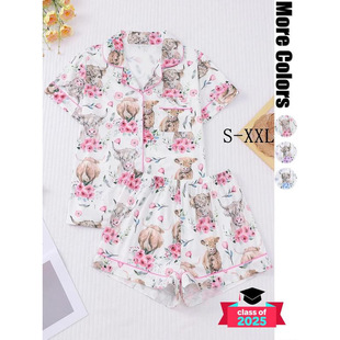 Y 38205 Cow Print Pajama Set ţӡ�����I�Ҿӷ��羳���Q��