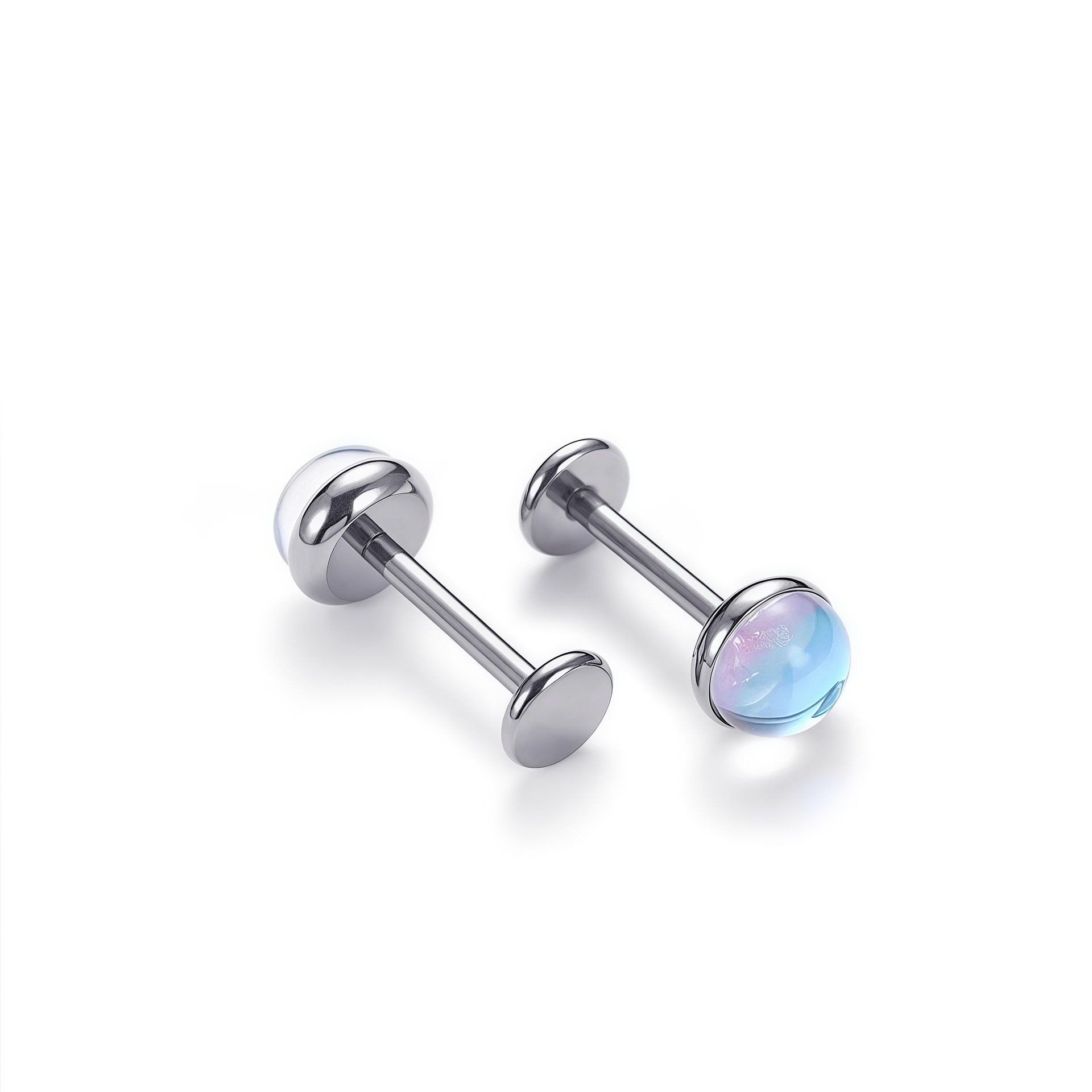 F136 Titanium Moonstone Sand Surface Opal Nose Stud Lip Stud Tongue Stud G23 Titanium Alloy Piercing Jewelry Ear Bone Stud detail image 8