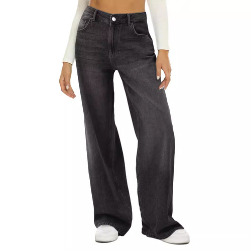 Women's Loose Wide Leg Jeans with Cat Mustache and Monkey Design, European and American Style