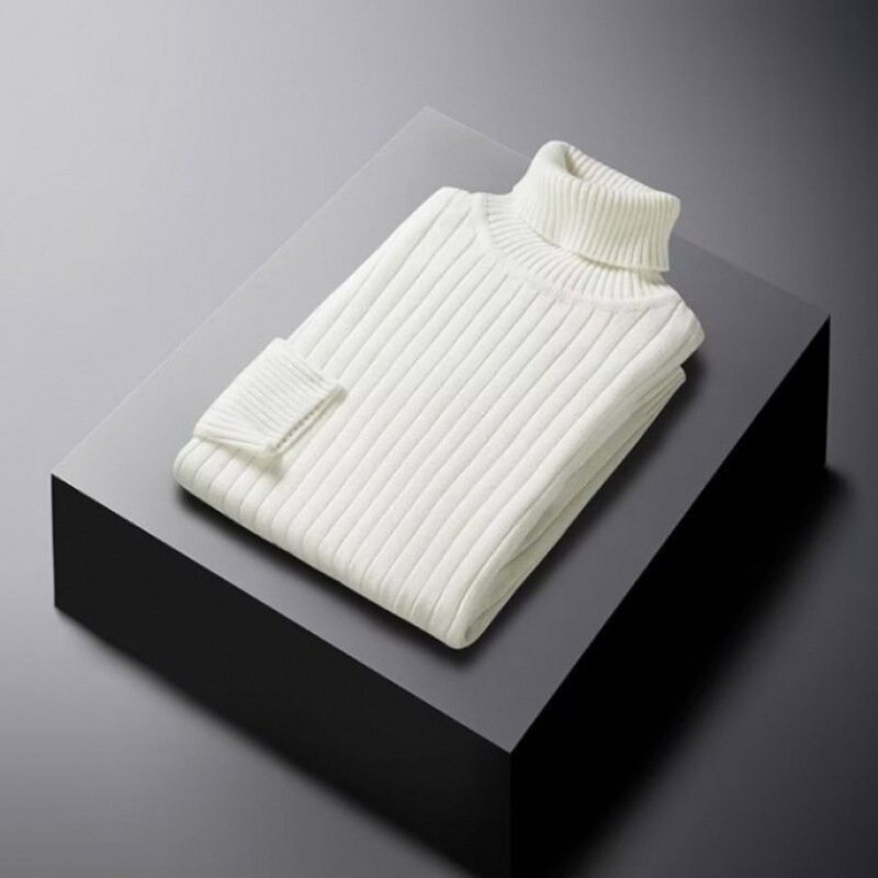 Autumn and Winter Men's Turtleneck Sweater Trendy Slim-fit Thickened Base Shirt Youth Long Collar Solid Color All-match Twist Knitted
