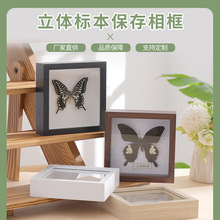 蝴蝶标本相框摆台实木立体中空2CM手工diy衍纸立体标本相框摆件