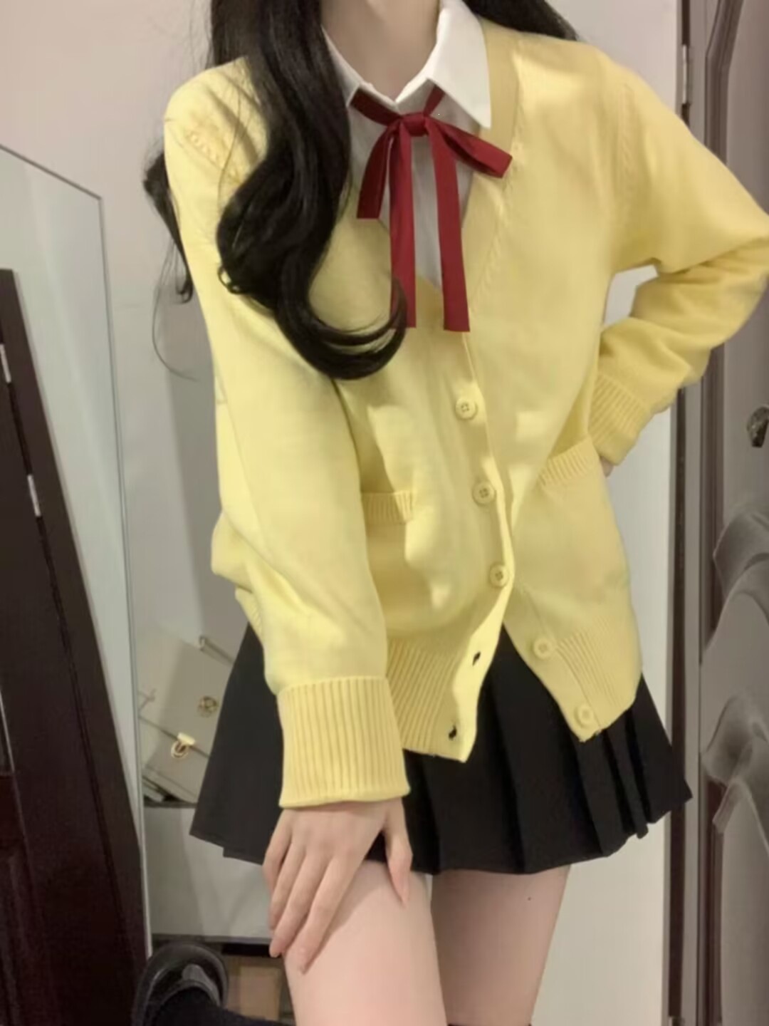 现货JK制服毛衣樱花妹粉色开衫外套女日系学院风日漫校供针织上衣