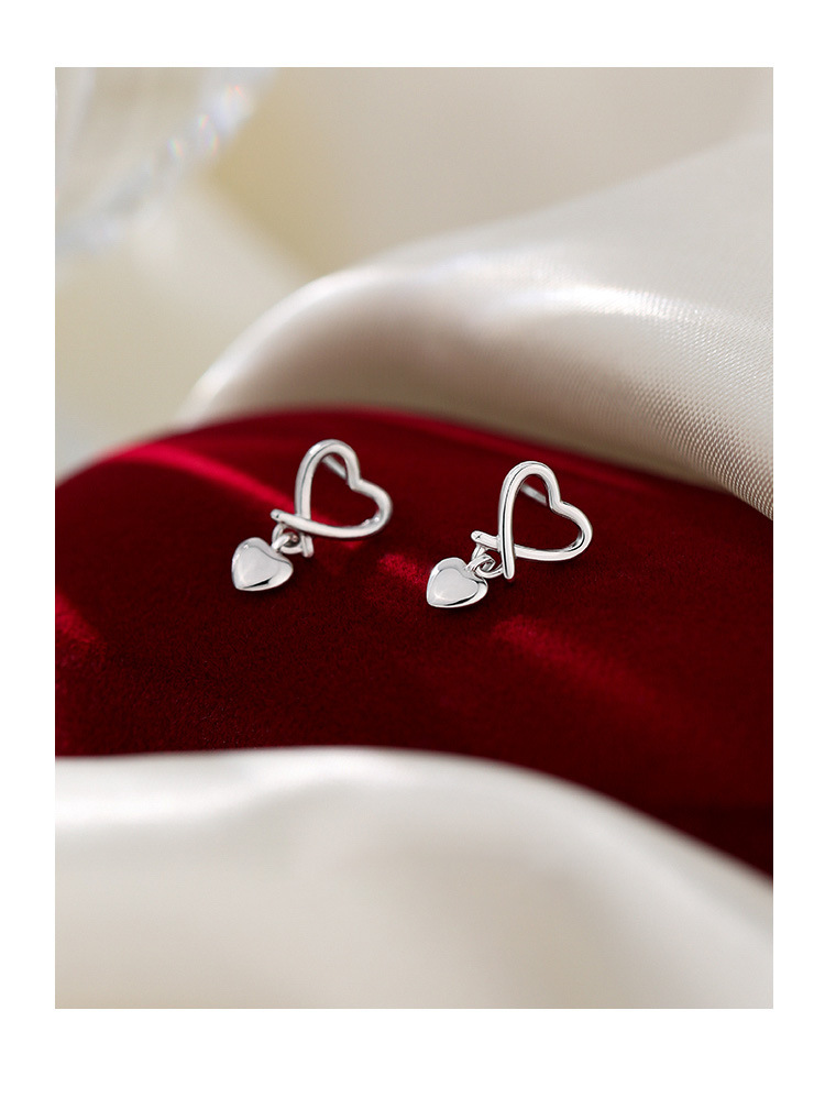 Drop Earrings Classification 1 Pair 925 Sterling Silver 925 Sterling Silver Earrings Heart Shape Drop Earrings