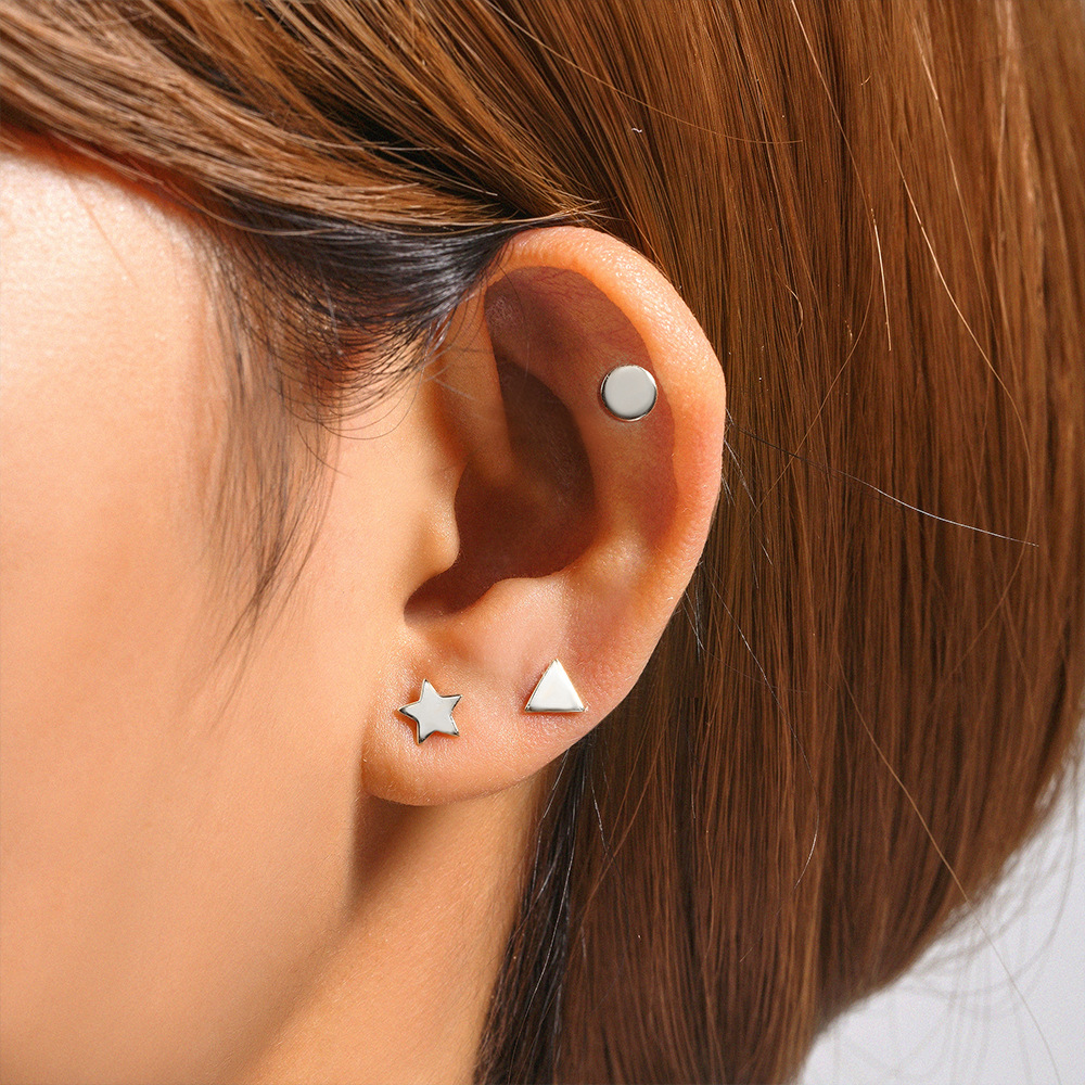 3g Weight Ear Studs Classification 1 Set Quantity Daily Occasion 925 Sterling Silver Material Star, Butterfly Pattern Women's Gender Plating Design Simple Style Style 1 Set 925 Sterling Silver Star Butterfly Ear Studs 21