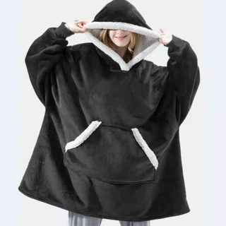 跨境新款懒人套头睡衣女款保暖衣法兰绒拥抱式帽衫防寒服厂家批发