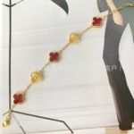 跨境热销时尚爆款不锈钢双面镭射四叶草贝母手链不掉色饰品真金轻