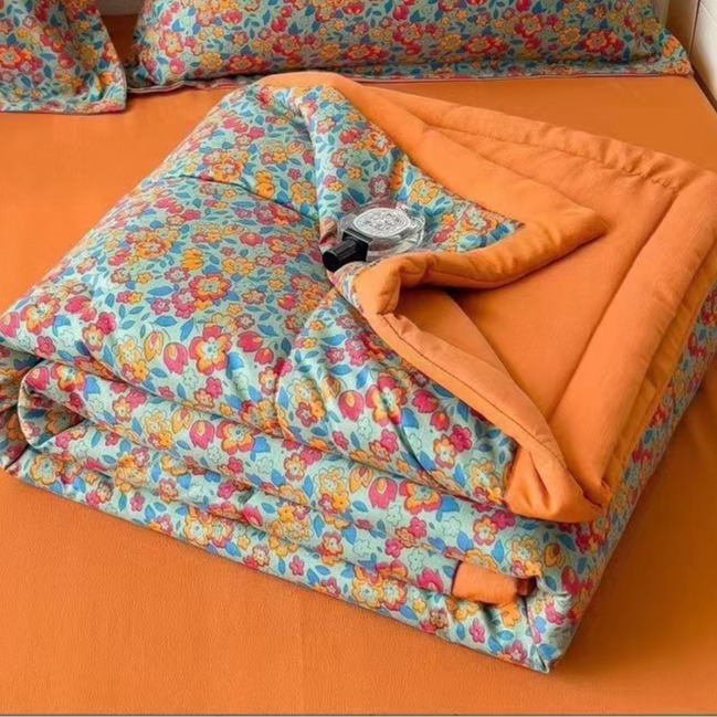 Summer Cool Quilt Washed Cotton Wholesale Double-Layer Gauze Air-Conditioning Quilt Printed Single Summer Cool Quilt Home Summer Double Quilt Wholesale