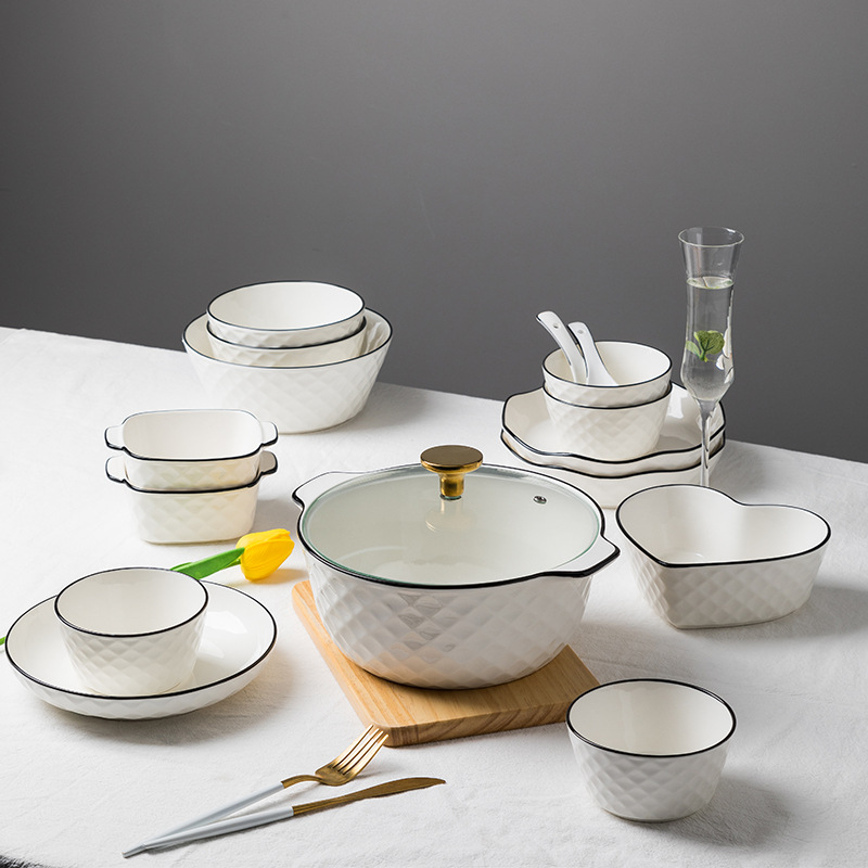 陶瓷餐具套裝簡約北歐風家用碗盤禮品網紅餐具碗碟套裝