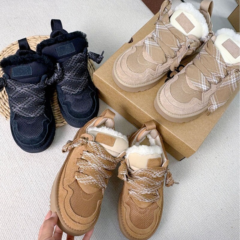 Mel Snow Boots, Warm Winter Style, Fur-Lined Lazy Leather Boots, Mel Low Short Boots, Lace-Up Genuine Leather Thick-Soled Cotton Boots