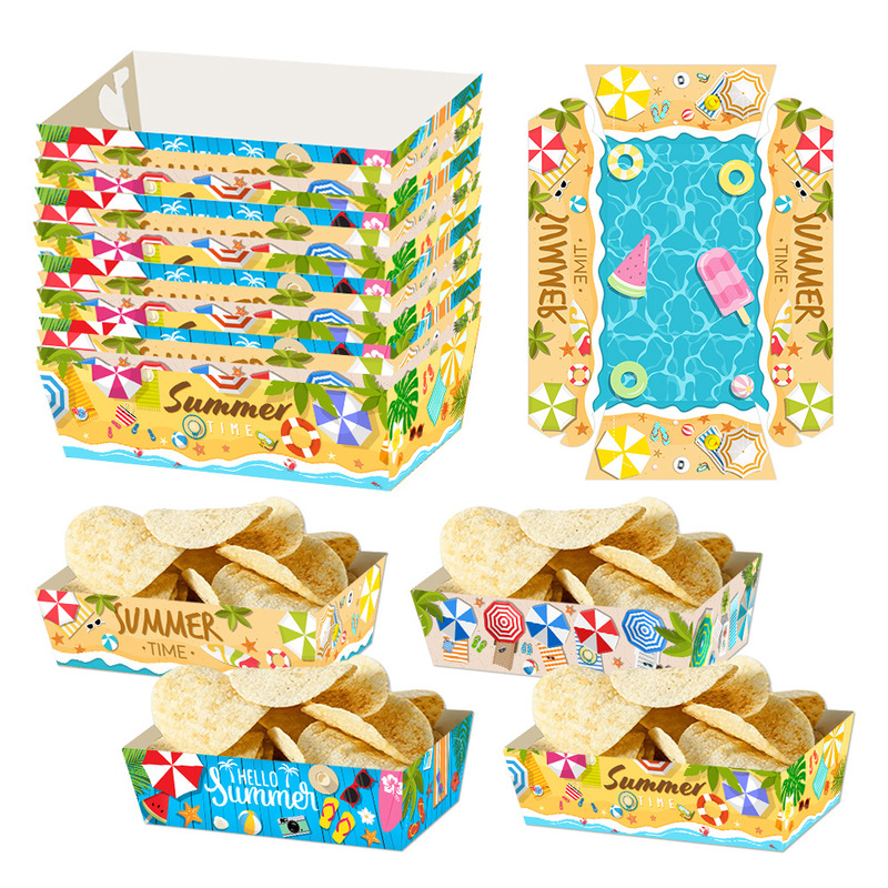 Cross-border Amazon Hawaiian Summer Party Creative Potato Chips Snacks Paper Lunch Box Party Desktop Decoration Supplies