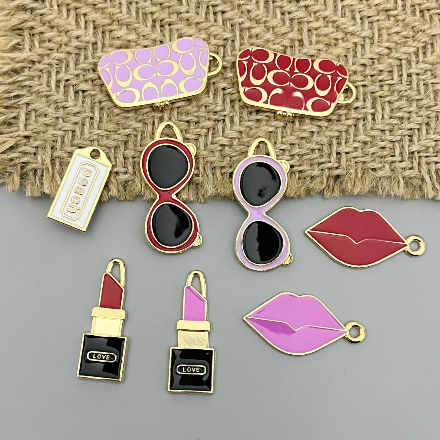DIY Alloy Jewelry Accessories Bags Lipstick Necklace Keychain Pendant Enamel Pendant Handmade Materials