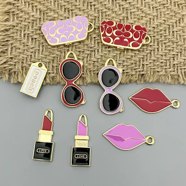 DIY Alloy Jewelry Accessories Bags Lipstick Necklace Keychain Pendant Enamel Pendant Handmade Materials