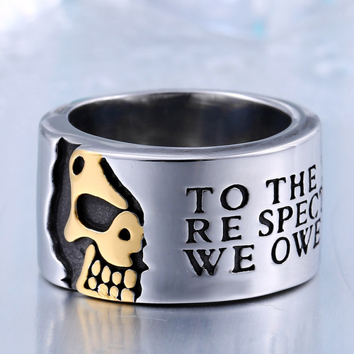 Beier Cross-border Retro Punk Style Stainless Steel Men's Ring European and American Personality Skull Head Titanium Steel Ring Wholesale