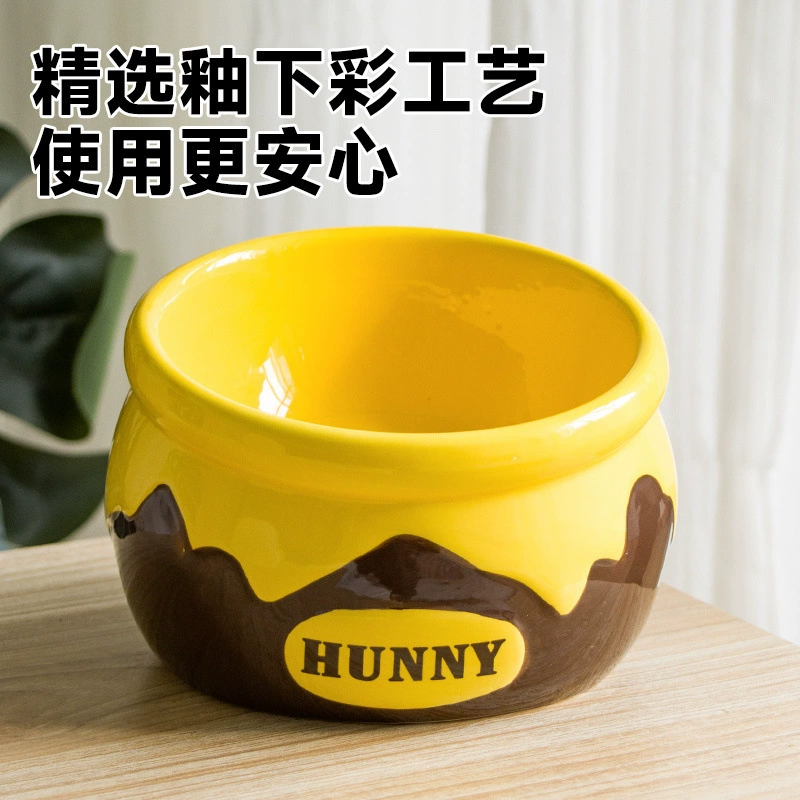 猫碗陶瓷狗碗高脚斜口保护颈椎猫咪碗蜂蜜罐