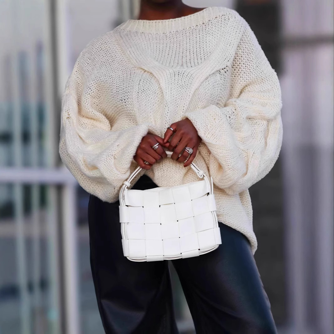 Pull oversize en maille torsadée pour femme - Pull d'hiver confortable avec points texturés 3D, coupe ample, style bohème chic, idéal pour l'automne et l'hiver_voghion.com