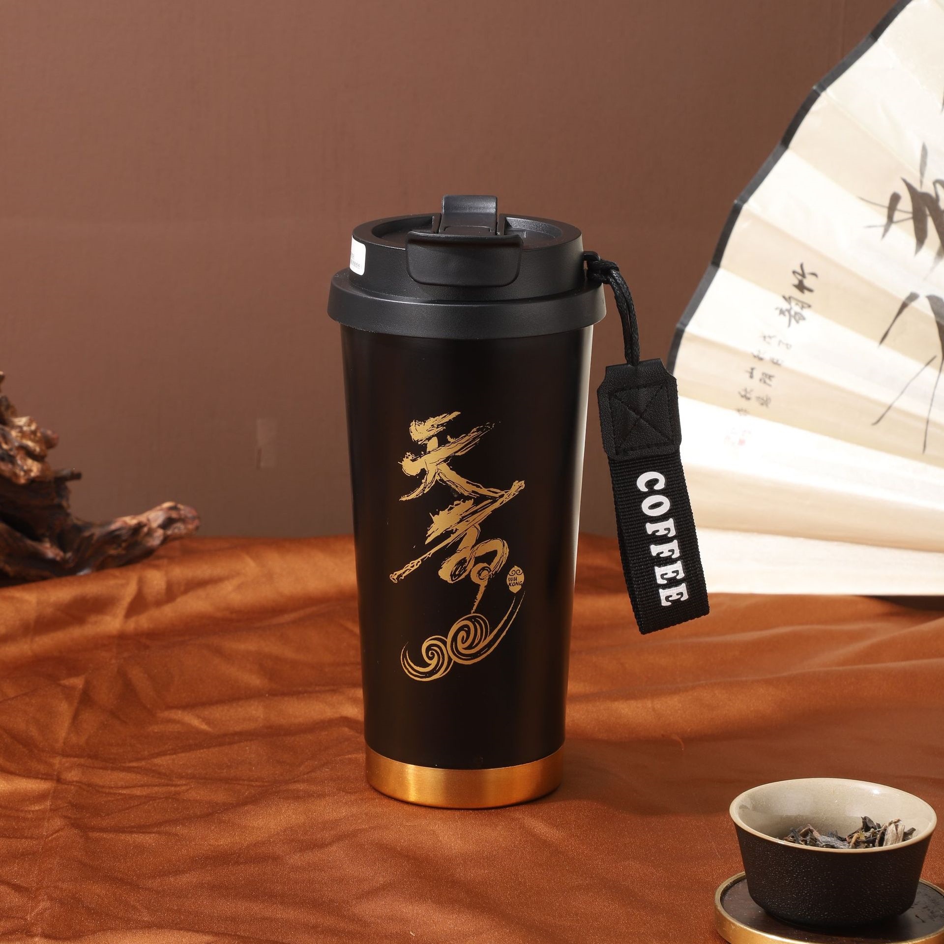 Tazas de café de alto valor de la popularidad del mito de Gokong negro tazas de regalo portátiles personalizadas al por mayor sin