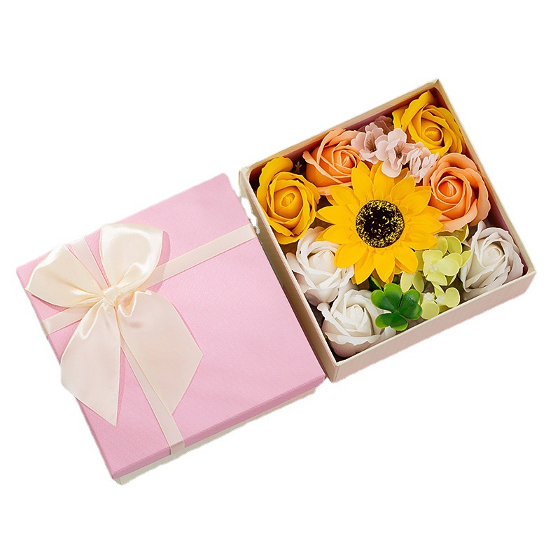 Jabón flor caja de regalo navidad día de san valentín día del maestro día de la madre rosa regalo para maestros y madres
