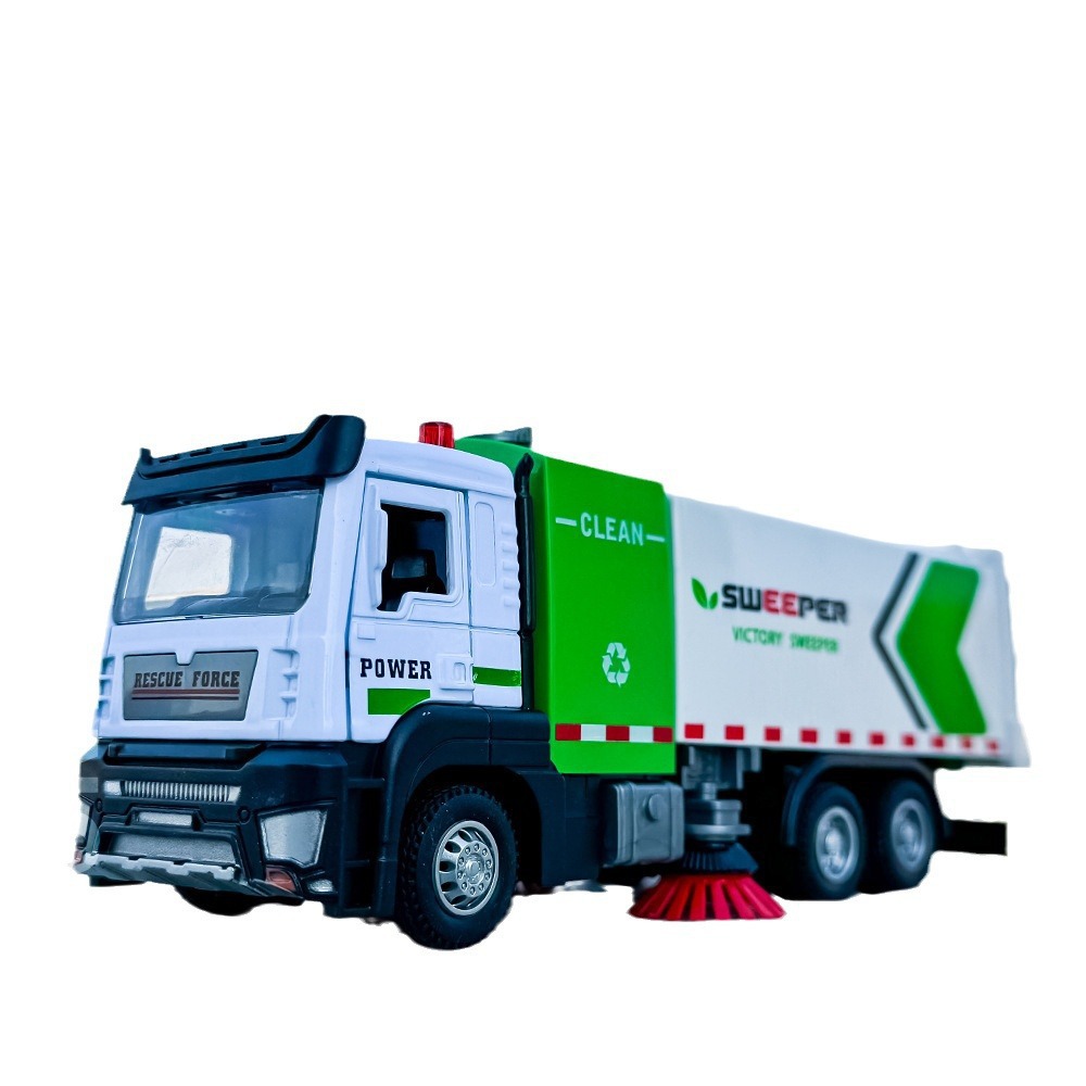 Tianjing simulación aleación coche modelo 1:32 ciudad saneamiento Pull-back barredora sonido y luz juguete coche música modelo adornos