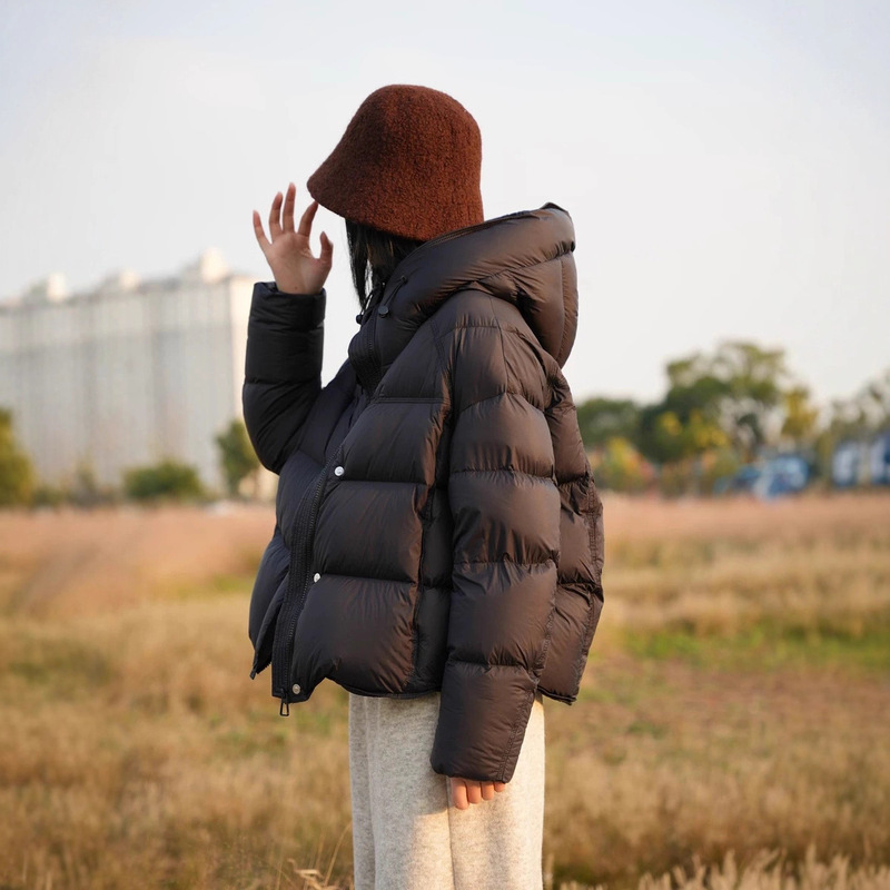 Ultra-Soft Puff Cloud down Jacket for Women, Short Petite White Duck down Slimming Turtle Neck Thick Coat