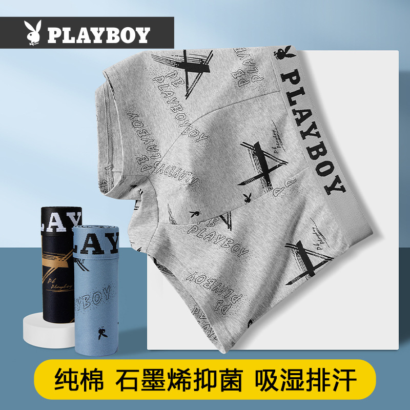 Playboy Boys Underwear Boxer Shorts Breathable Antibacterial Boxer Shorts Cotton Printed Underwear plus size Shorts Head
