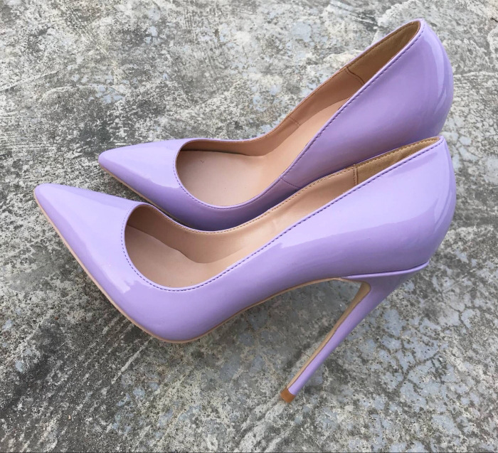 Light Purple Small Fresh High Heels Women's Stiletto Heels 12cm Pointed Toe Sexy Flats Small Size 34 35