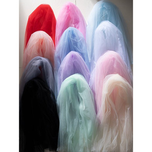 Ins Fairy Mist Gauze Mesh Fabric Soft Handmade DIY Pure Color Lace Veil Transparent Tulle Clothing Fabric